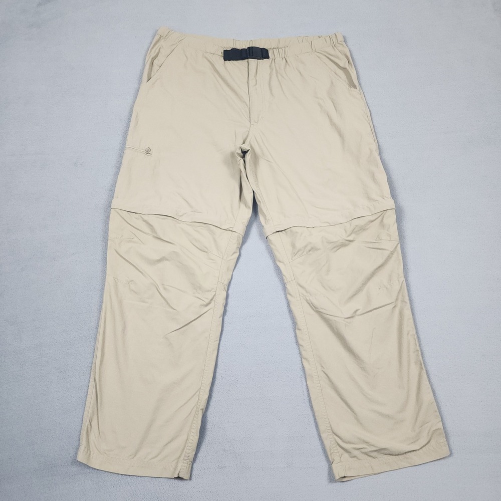 Woolrich Pants Mens L Khaki Convertible Zip Off Nylon Hiking Outdoor Belted